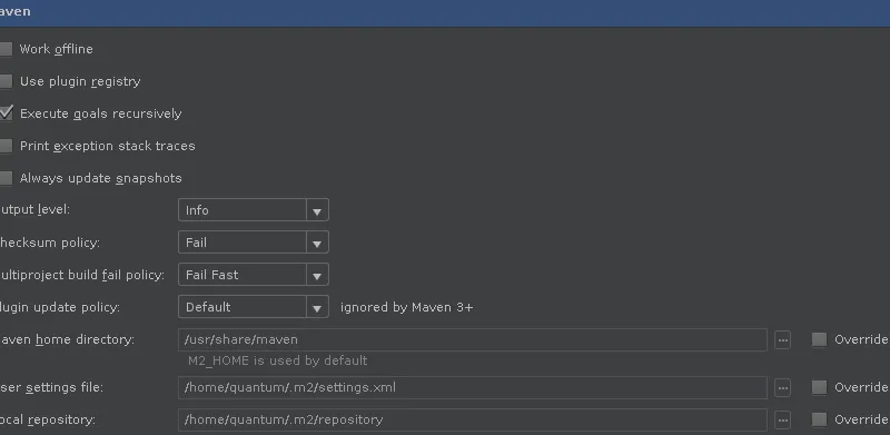 linux maven settings