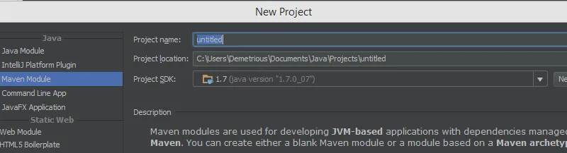 new maven project